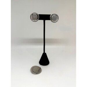 Vintage Signed Wells Sterling Silver Round Filigree Brooch & Screw Back Earrings